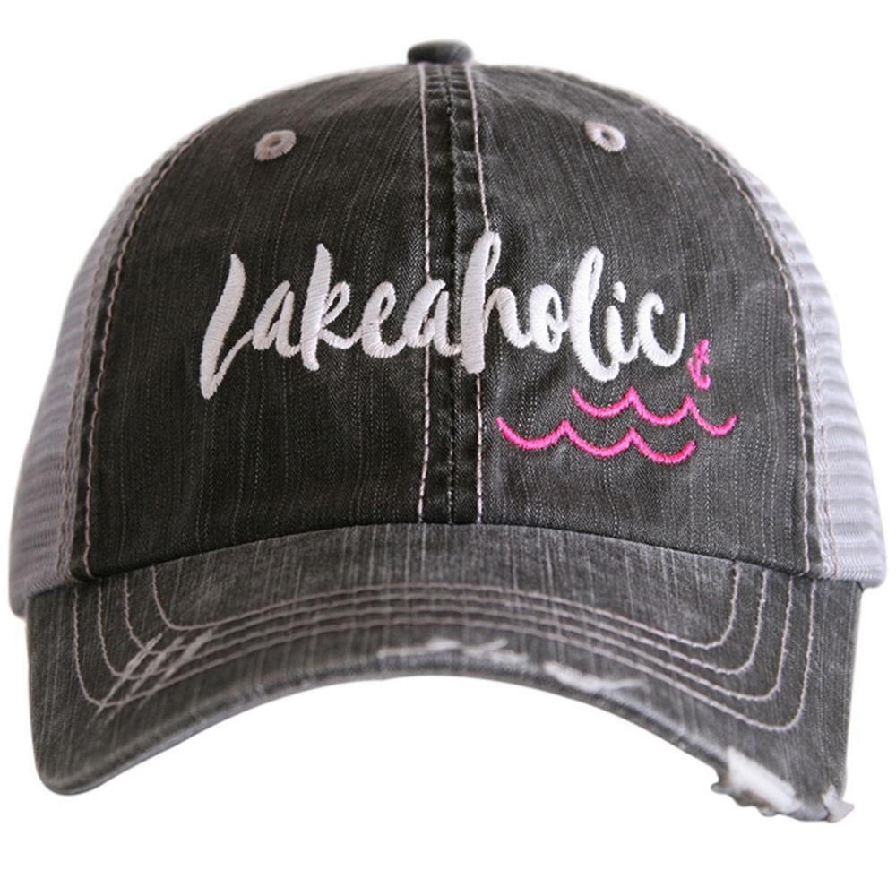 Lakeaholic Distressed Embroidered Trucker Hat